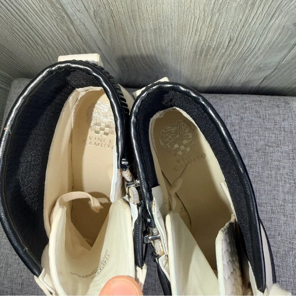 Vince Camuto Cream Lace-Up Platform Heeled Boots - Picture 5 of 8